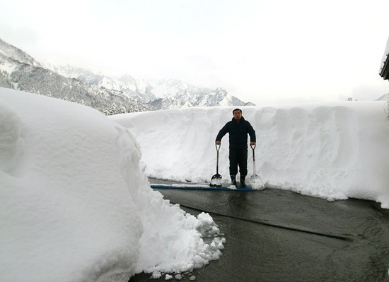 身長以上の積雪に、スコップ二刀流（アルミ：スチール）で雪堀りをしています！